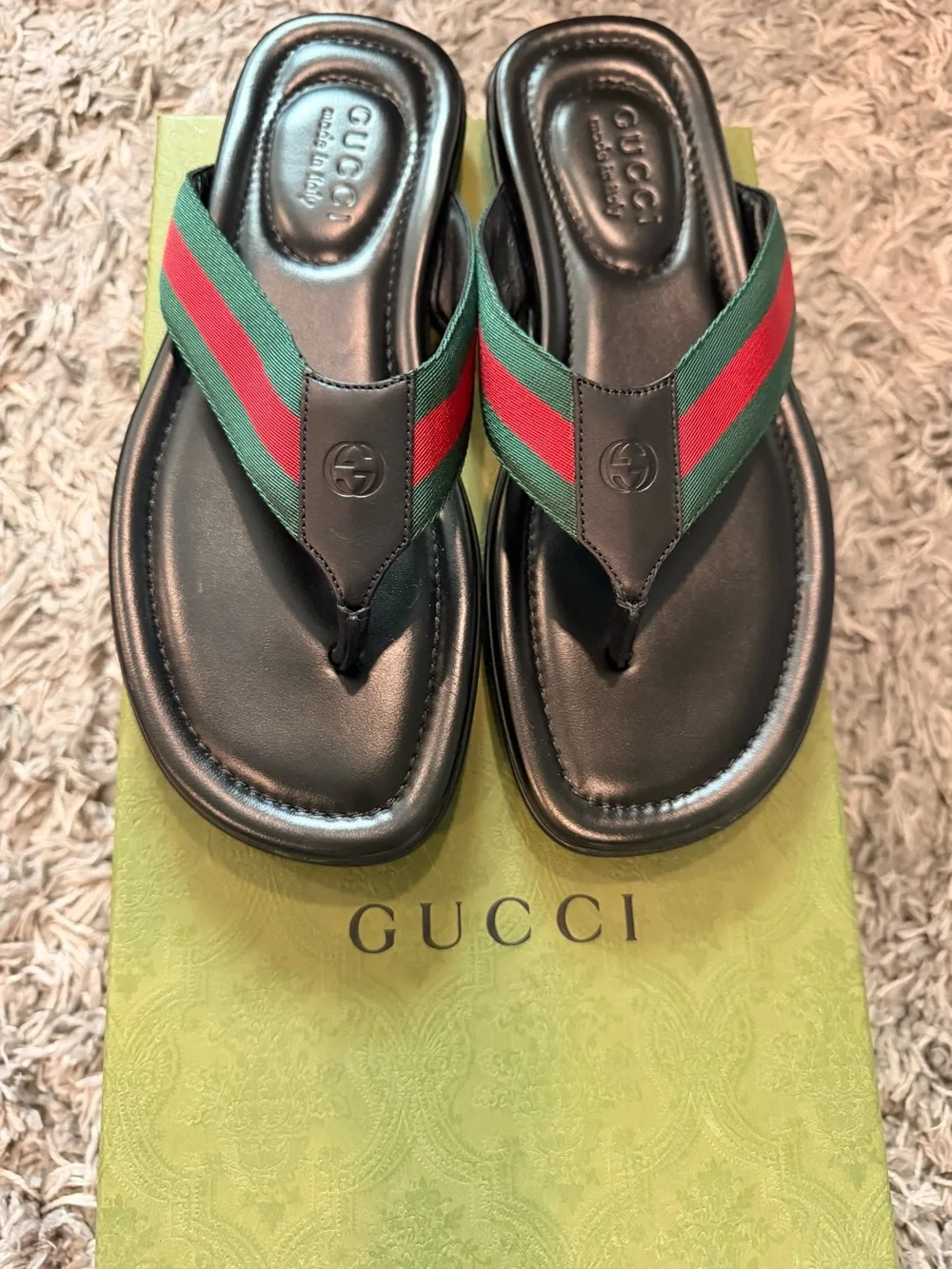 Gucci Men’s thong sandal with Web - Size 6.5
